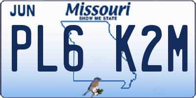 MO license plate PL6K2M