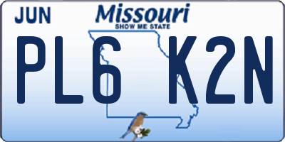 MO license plate PL6K2N