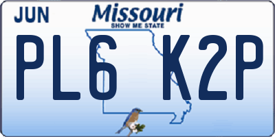 MO license plate PL6K2P
