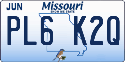 MO license plate PL6K2Q