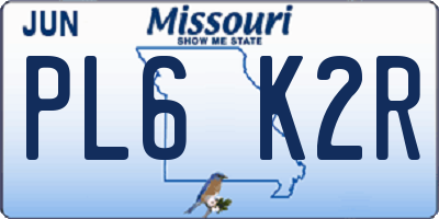 MO license plate PL6K2R