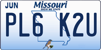 MO license plate PL6K2U
