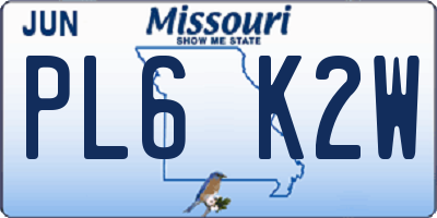 MO license plate PL6K2W