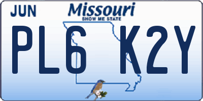 MO license plate PL6K2Y