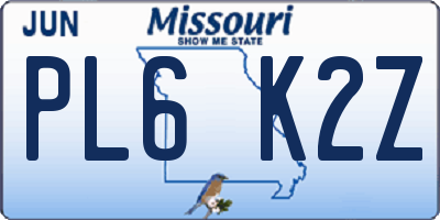 MO license plate PL6K2Z