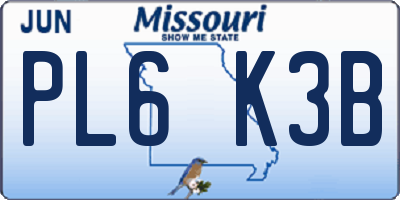 MO license plate PL6K3B