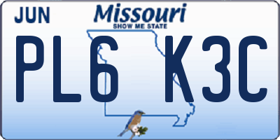MO license plate PL6K3C