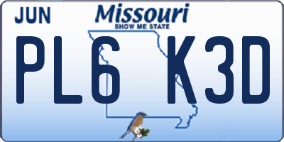 MO license plate PL6K3D
