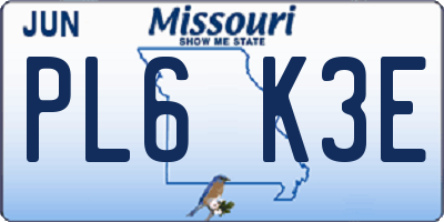 MO license plate PL6K3E