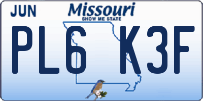 MO license plate PL6K3F