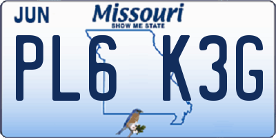 MO license plate PL6K3G