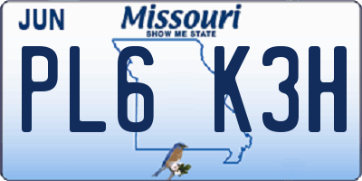 MO license plate PL6K3H