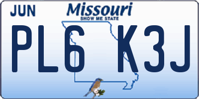 MO license plate PL6K3J