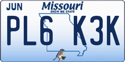MO license plate PL6K3K