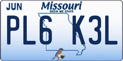MO license plate PL6K3L