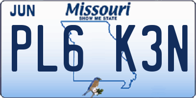 MO license plate PL6K3N