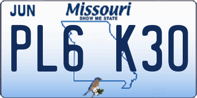 MO license plate PL6K3O