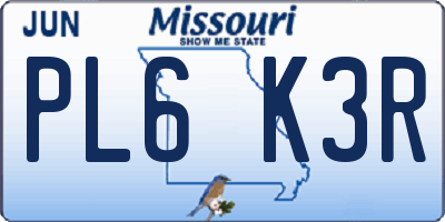 MO license plate PL6K3R