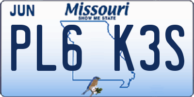 MO license plate PL6K3S
