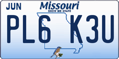 MO license plate PL6K3U