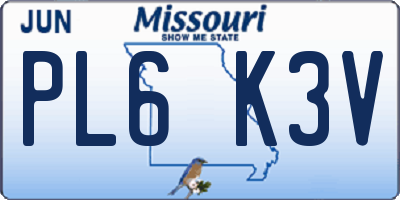 MO license plate PL6K3V