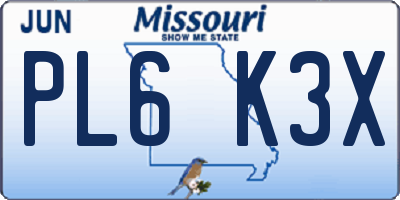 MO license plate PL6K3X