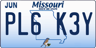 MO license plate PL6K3Y