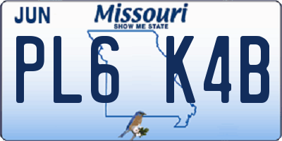 MO license plate PL6K4B