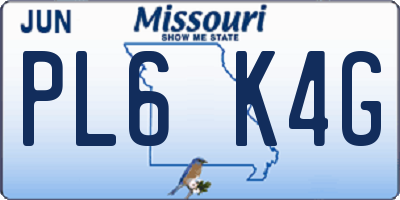 MO license plate PL6K4G