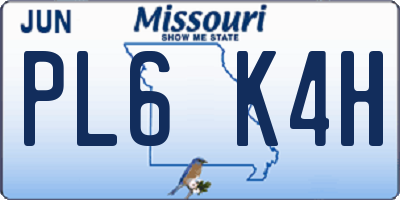 MO license plate PL6K4H