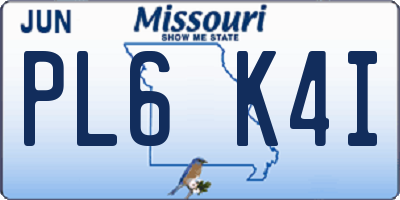 MO license plate PL6K4I