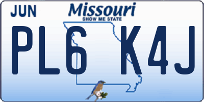 MO license plate PL6K4J