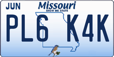 MO license plate PL6K4K