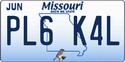 MO license plate PL6K4L