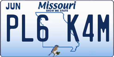 MO license plate PL6K4M