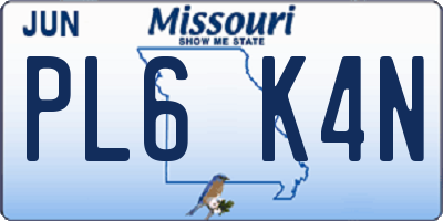 MO license plate PL6K4N