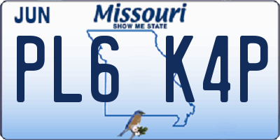 MO license plate PL6K4P