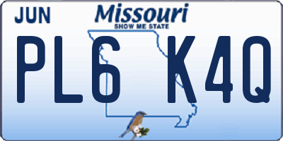 MO license plate PL6K4Q