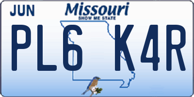MO license plate PL6K4R