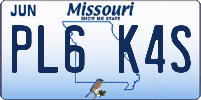 MO license plate PL6K4S