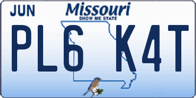 MO license plate PL6K4T