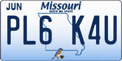 MO license plate PL6K4U