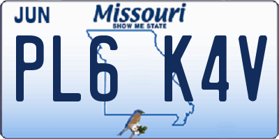 MO license plate PL6K4V