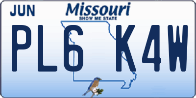 MO license plate PL6K4W