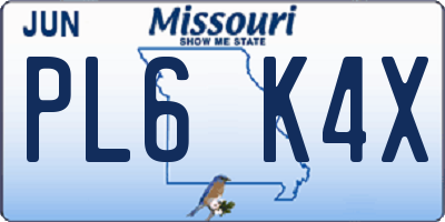 MO license plate PL6K4X