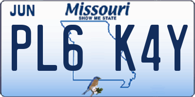 MO license plate PL6K4Y