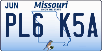 MO license plate PL6K5A