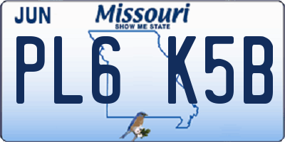 MO license plate PL6K5B