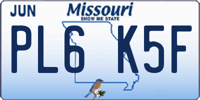 MO license plate PL6K5F