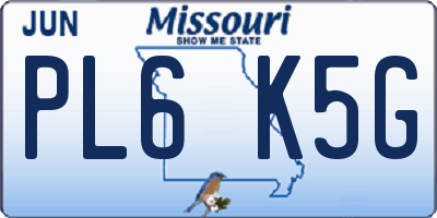 MO license plate PL6K5G